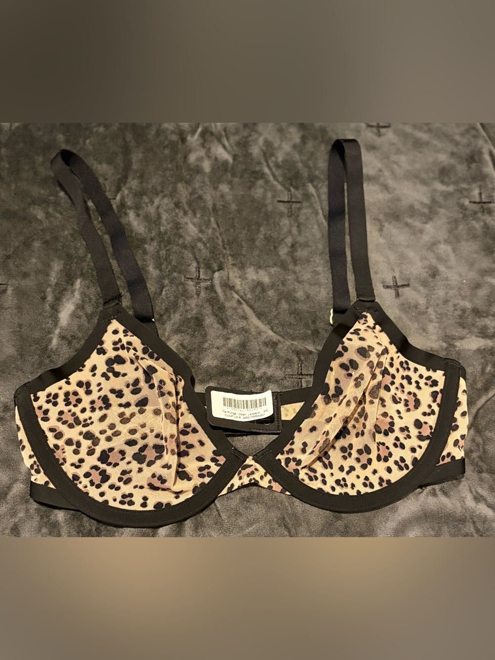 CUUP Leopard Print The Balconette Underwire Bra Beige and Black Size 30D NWT’S
